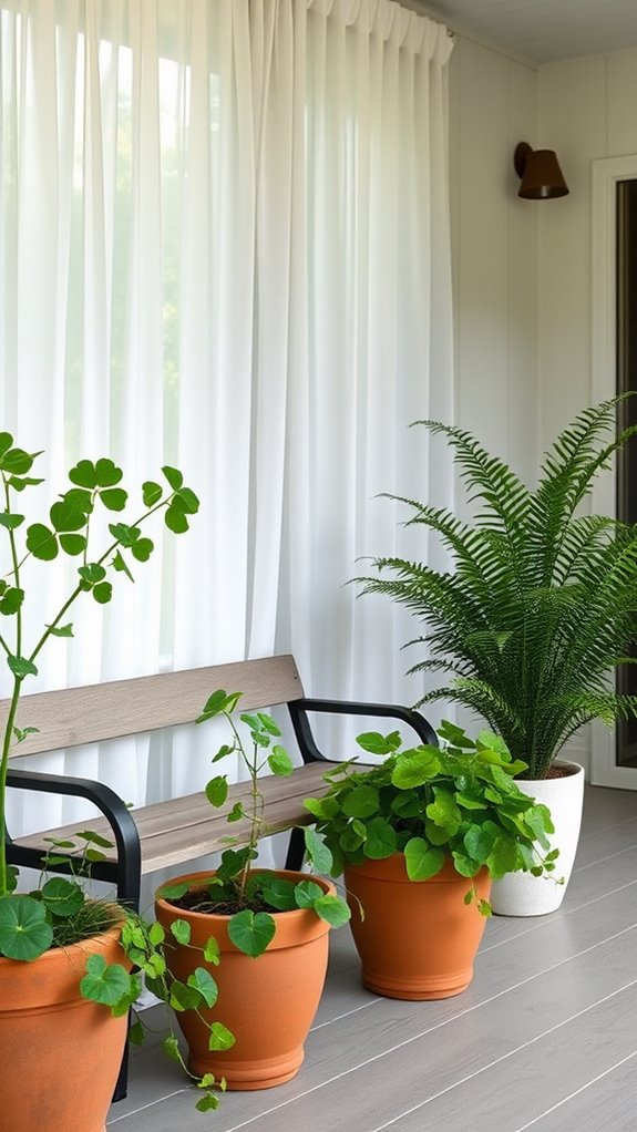 add potted plants indoors