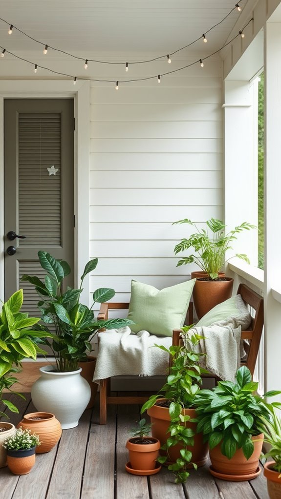 add potted plants indoors