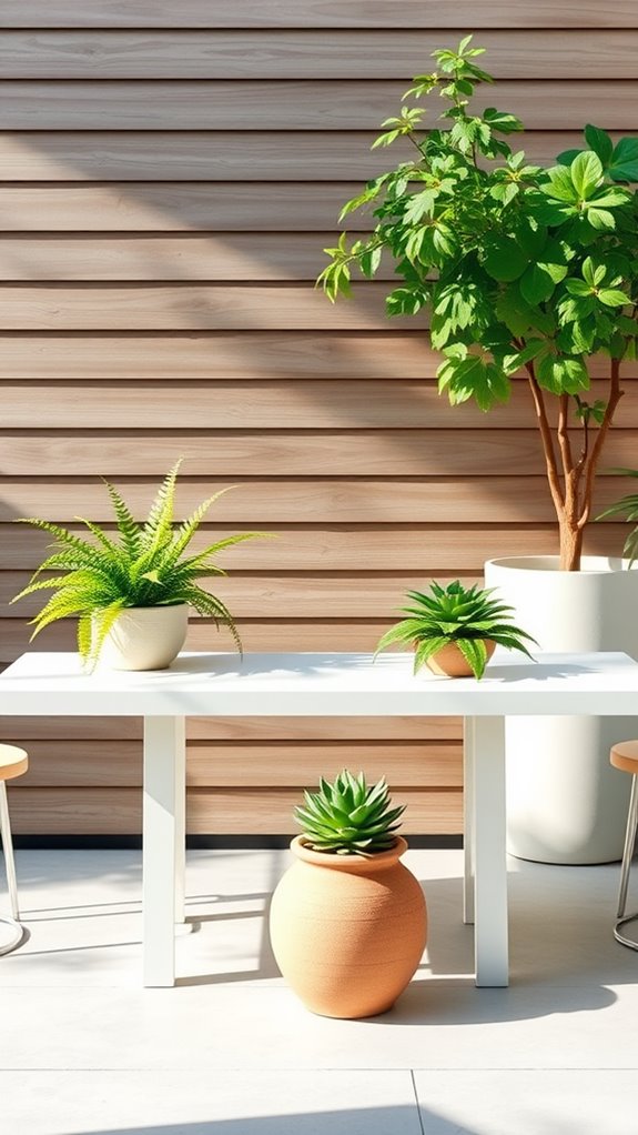 add potted plants indoors