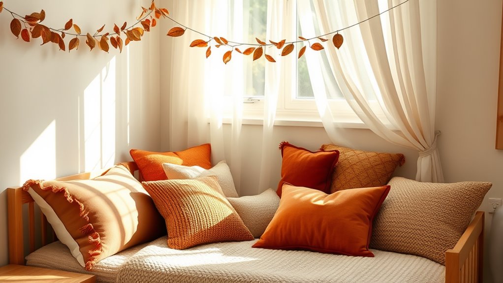 autumn colored cozy pillows