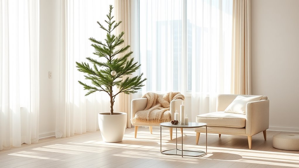 chic minimalist christmas sunroom