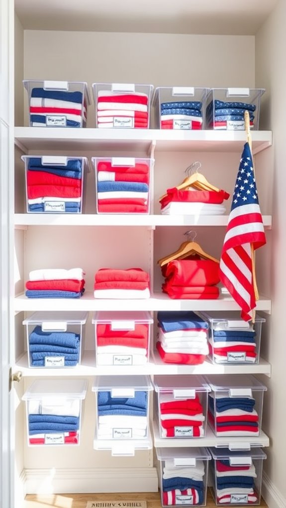 clear storage bin organization