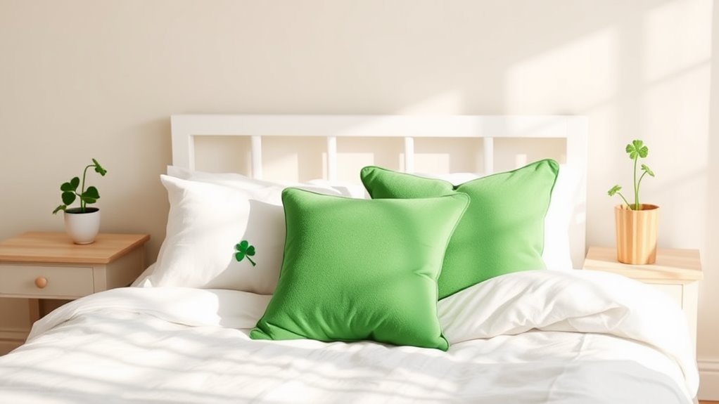 decorative green accent pillows