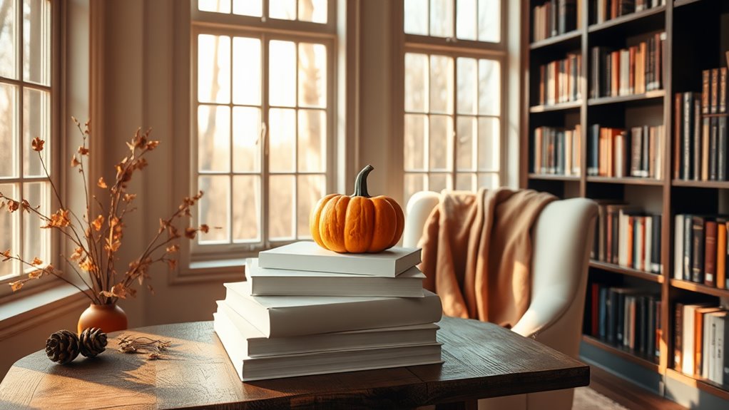 fall minimalist library decor