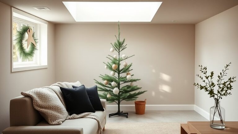 minimalist christmas basement decor