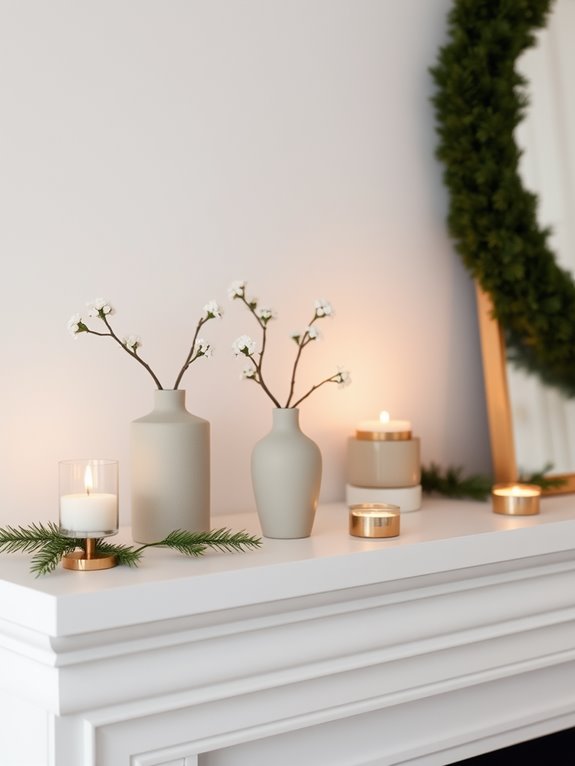 minimalist christmas mantel decor