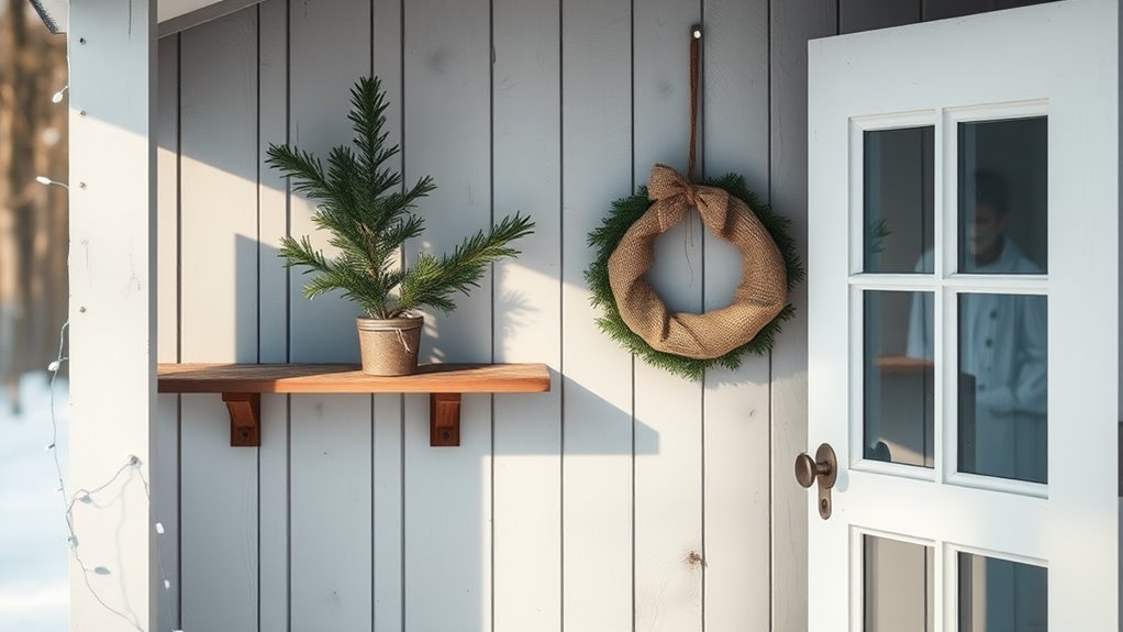 minimalist christmas shed decor