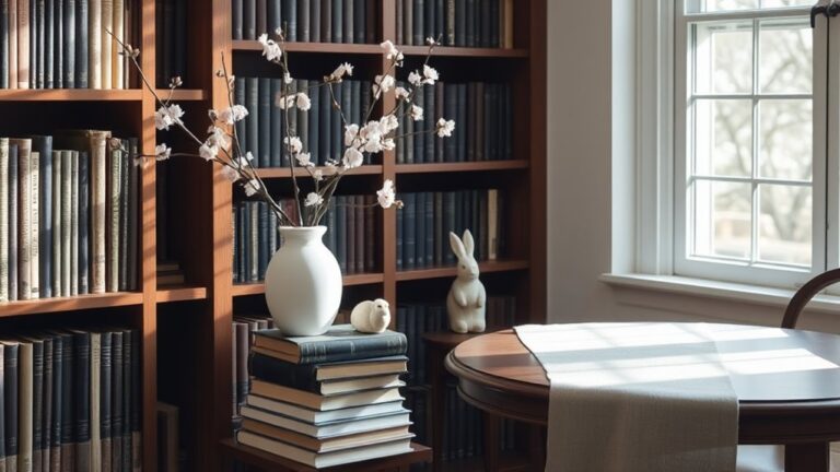 minimalist easter library decor