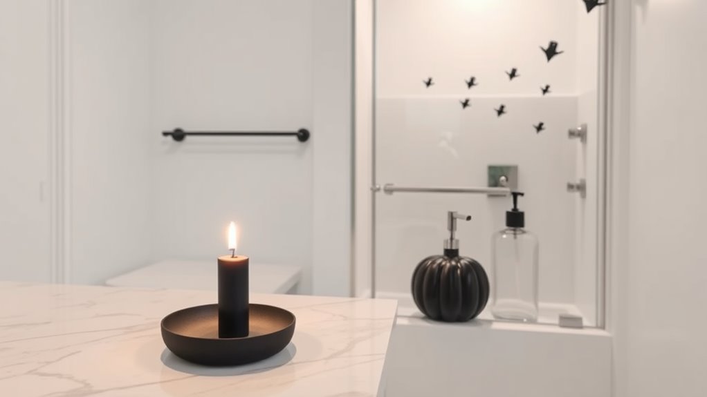 minimalist halloween bathroom decor