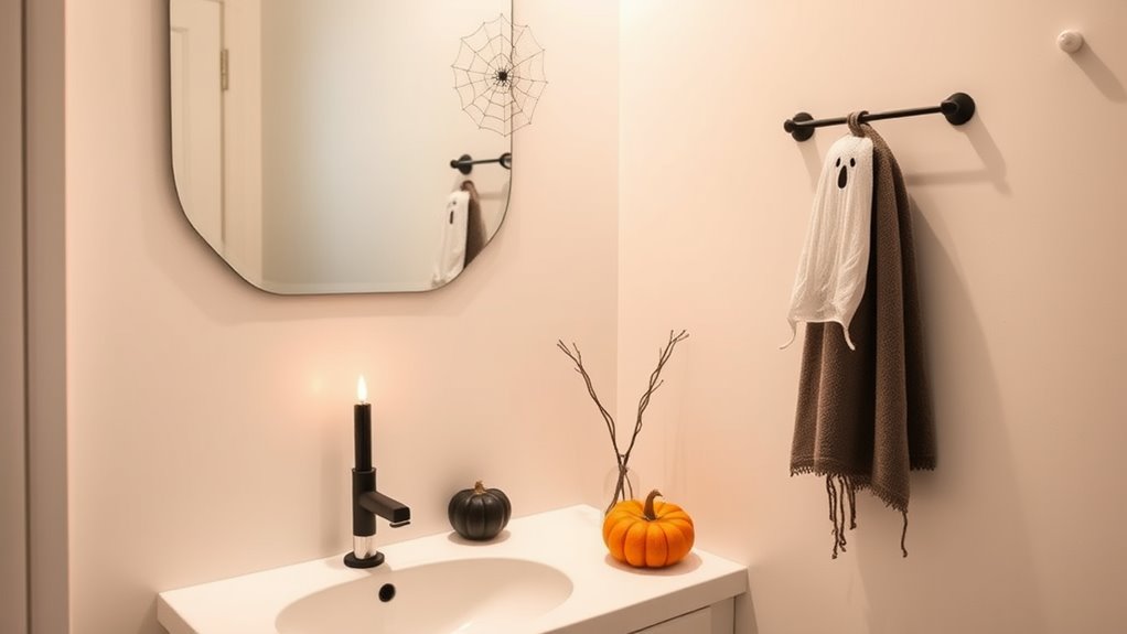 minimalist halloween bathroom decor