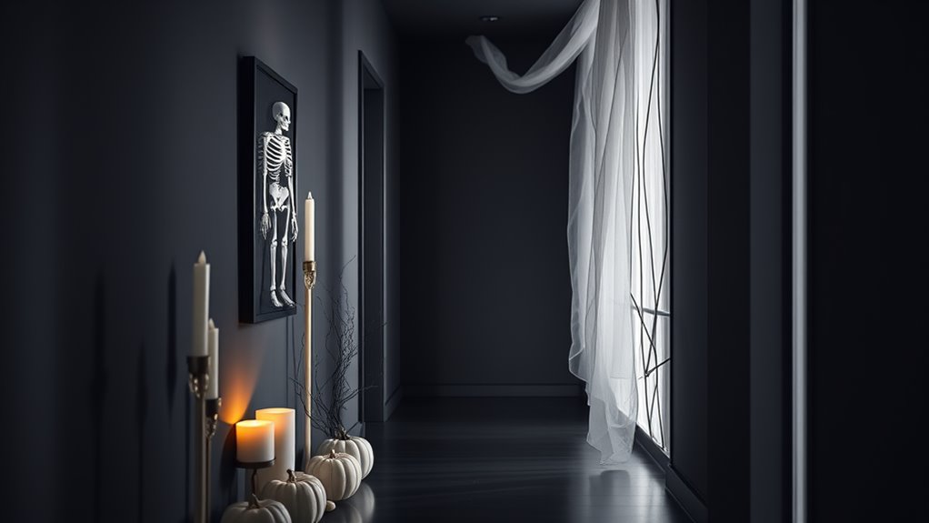 minimalist halloween hallway decor