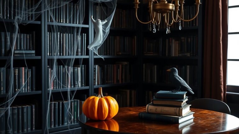 minimalist halloween library decor