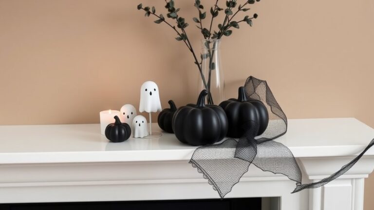 minimalist halloween mantel decor