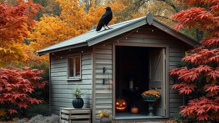 minimalist halloween shed decor