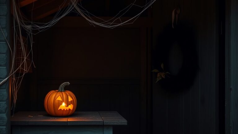 minimalist halloween shed decor