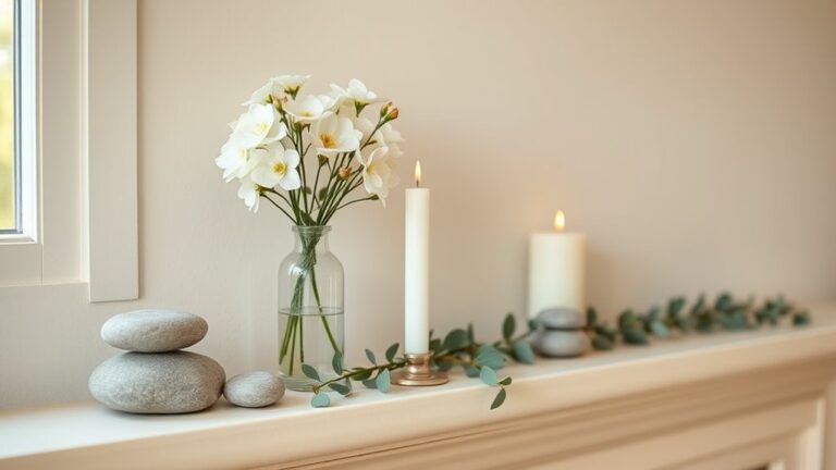 minimalist spring mantel decor