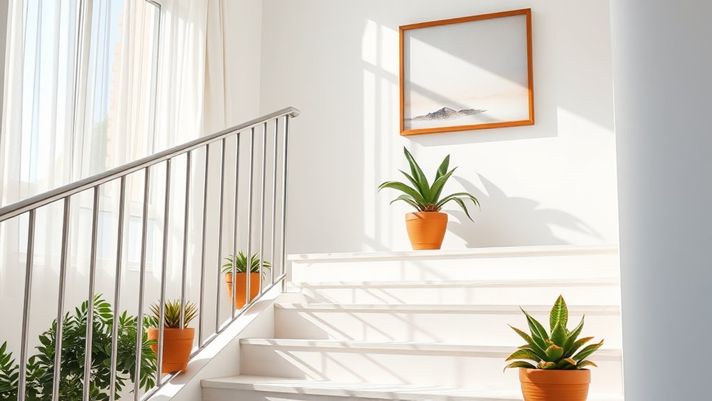 minimalist summer staircase decor