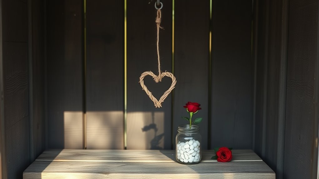 minimalist valentine shed decor