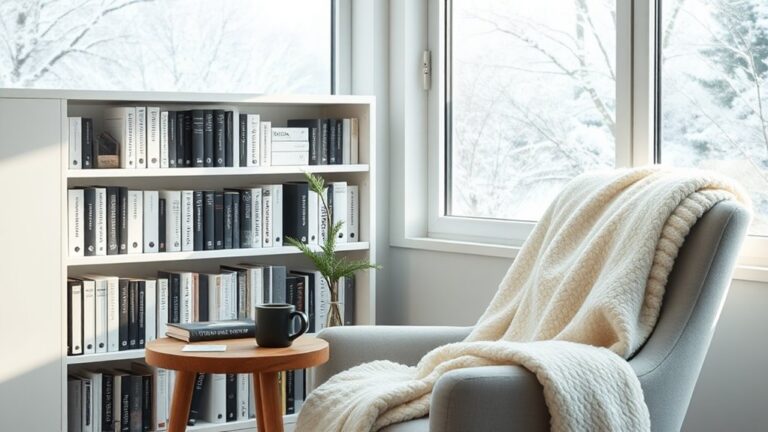 minimalist winter library decor