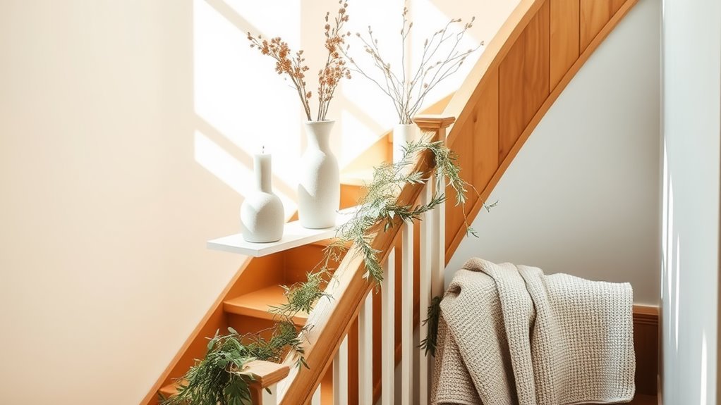 seasonal minimalist staircase decor