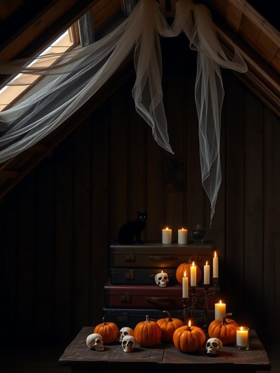 selecting halloween attic decor