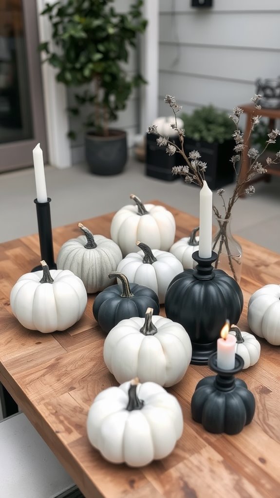 single color pumpkins display