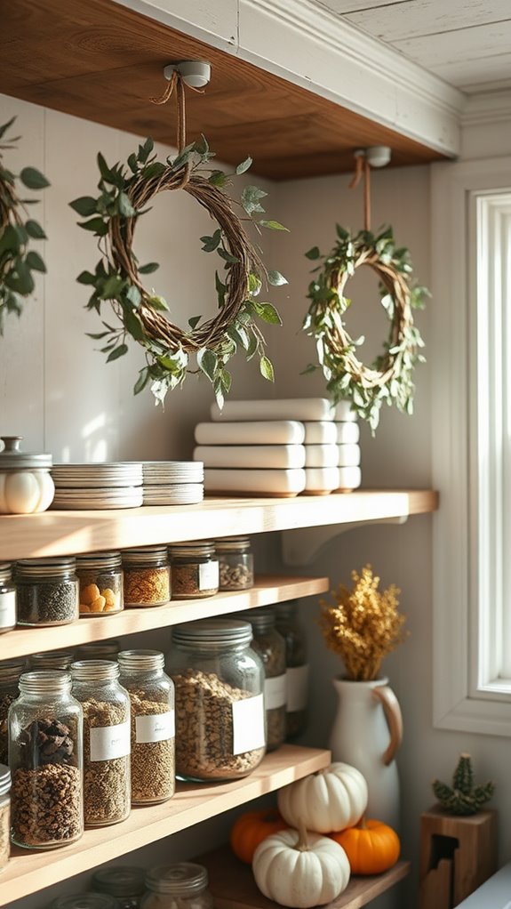 hang simple wreath decorations
