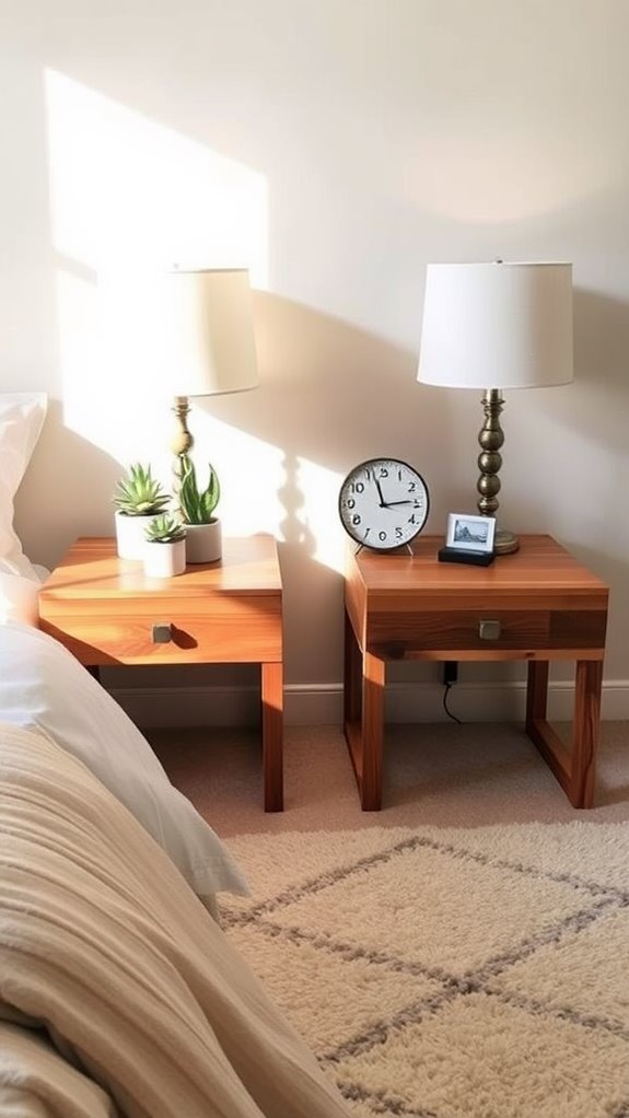 minimalist bedside table styling