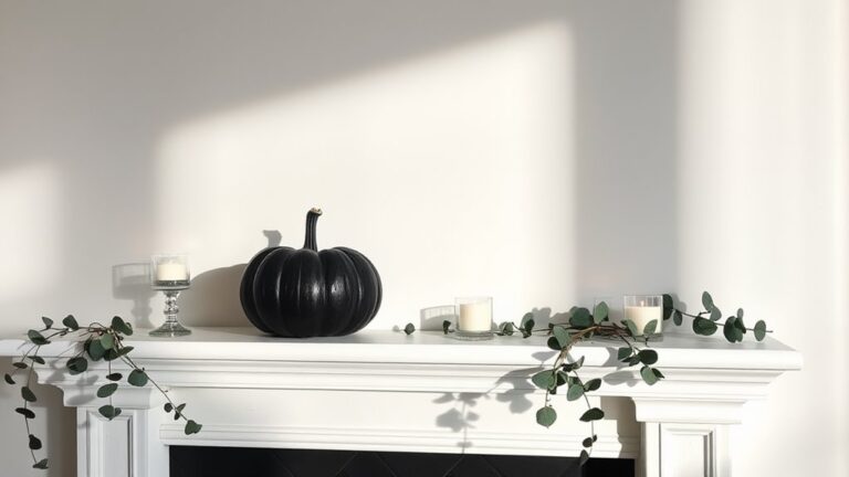 minimalist halloween mantel decor