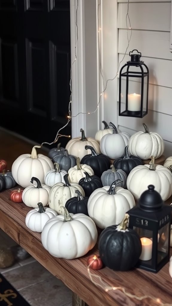 single color pumpkins display